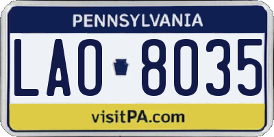 PA license plate LAO8035