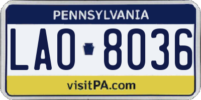 PA license plate LAO8036