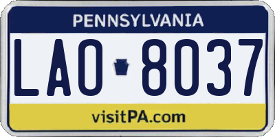 PA license plate LAO8037