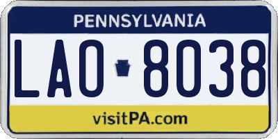 PA license plate LAO8038