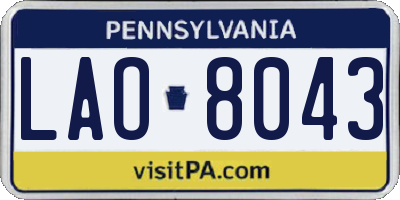 PA license plate LAO8043