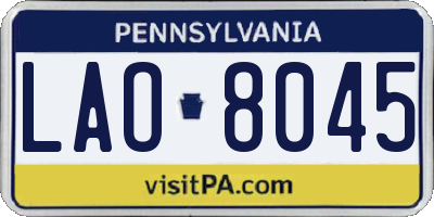 PA license plate LAO8045