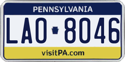 PA license plate LAO8046