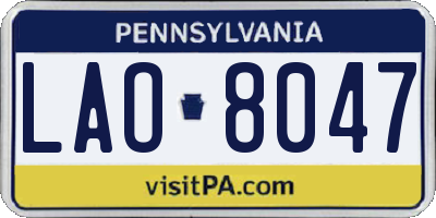 PA license plate LAO8047