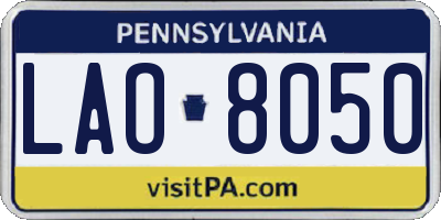 PA license plate LAO8050