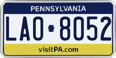 PA license plate LAO8052