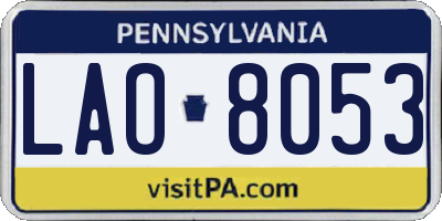 PA license plate LAO8053