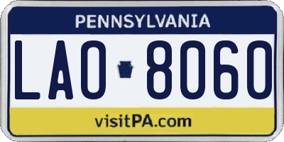 PA license plate LAO8060
