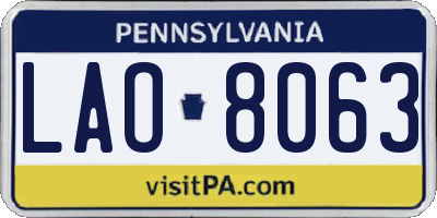 PA license plate LAO8063