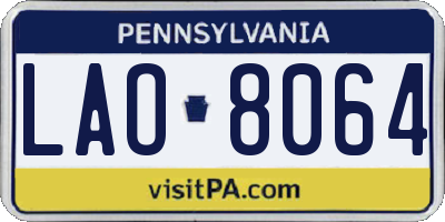 PA license plate LAO8064