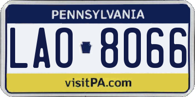 PA license plate LAO8066
