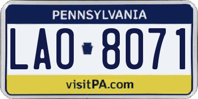 PA license plate LAO8071