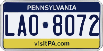 PA license plate LAO8072