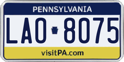 PA license plate LAO8075