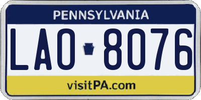 PA license plate LAO8076