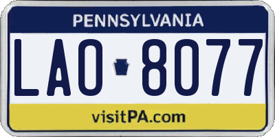 PA license plate LAO8077