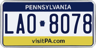 PA license plate LAO8078