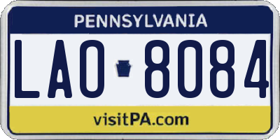 PA license plate LAO8084