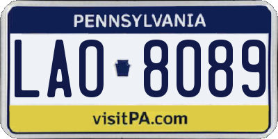 PA license plate LAO8089