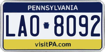 PA license plate LAO8092