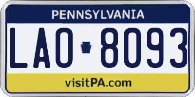 PA license plate LAO8093
