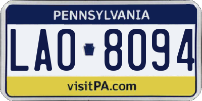 PA license plate LAO8094