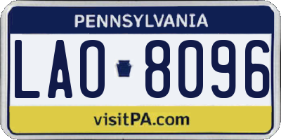 PA license plate LAO8096