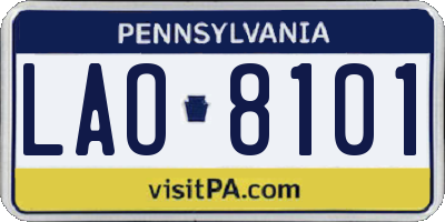 PA license plate LAO8101