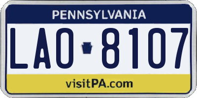 PA license plate LAO8107