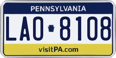 PA license plate LAO8108