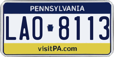 PA license plate LAO8113
