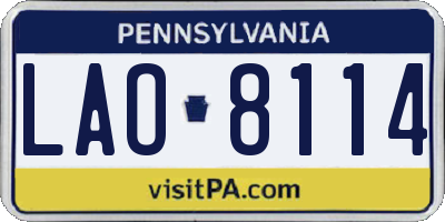 PA license plate LAO8114