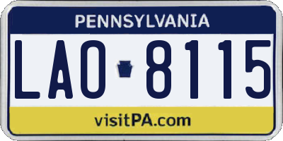 PA license plate LAO8115