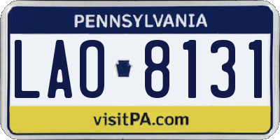 PA license plate LAO8131