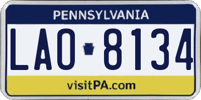 PA license plate LAO8134