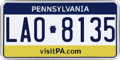 PA license plate LAO8135