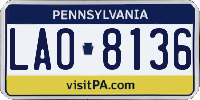 PA license plate LAO8136