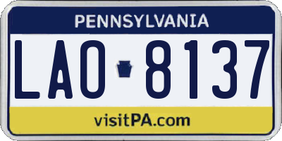 PA license plate LAO8137