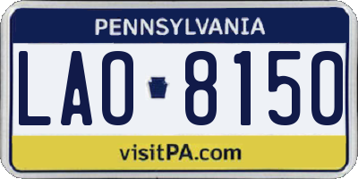 PA license plate LAO8150