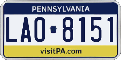 PA license plate LAO8151