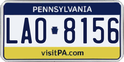 PA license plate LAO8156