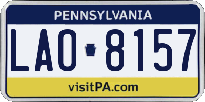 PA license plate LAO8157