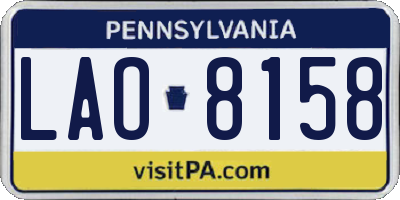 PA license plate LAO8158