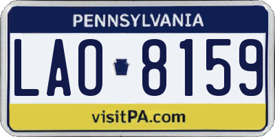 PA license plate LAO8159
