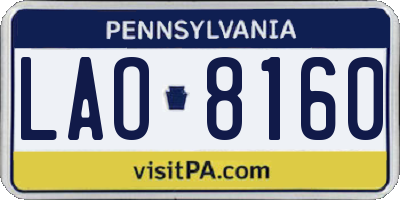 PA license plate LAO8160