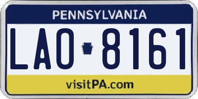 PA license plate LAO8161