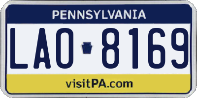 PA license plate LAO8169