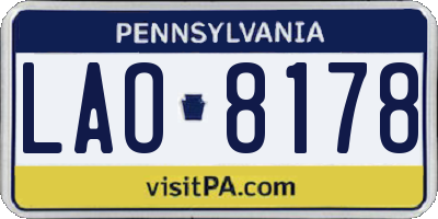 PA license plate LAO8178