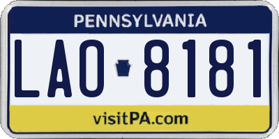 PA license plate LAO8181