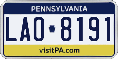 PA license plate LAO8191
